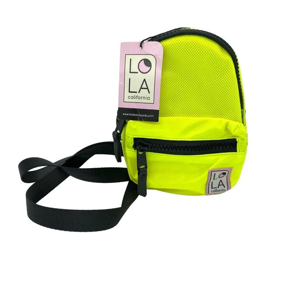 lola Handbags - Lola Stargazer Women's Mini Backpack Nylon Crossbody Belt Bag Neon Yellow